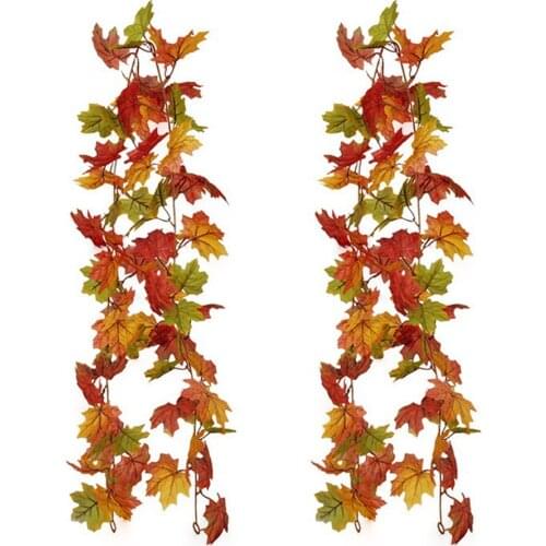 Artificial Plastic Plants Rattan Pumpkin Hanging Vines Garden Decoration Festival For Halloween Maple Garland Christmas Ornament