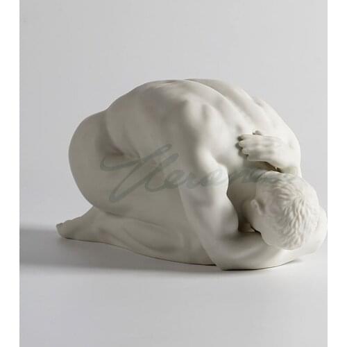 Ceramics Home Interior Showpiece Decoration Accessories/Yoga Gymnastics Man Curl up Body Room Desk Statue Miniature Figurines