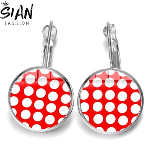 SIAN Candy Color Polka Dot Classic Earrings Geometric Circle Dots Pattern Glass Crystal Statement Earring Birthday Sweet Jewelry