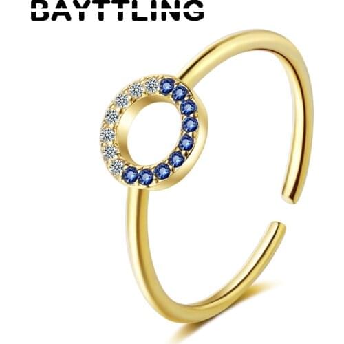 BAYTTLING 925 Sterling Silver Simple Blue Zircon 3 Piece Set Ring For Woman Charm Fashion Wedding Jewelry Gift