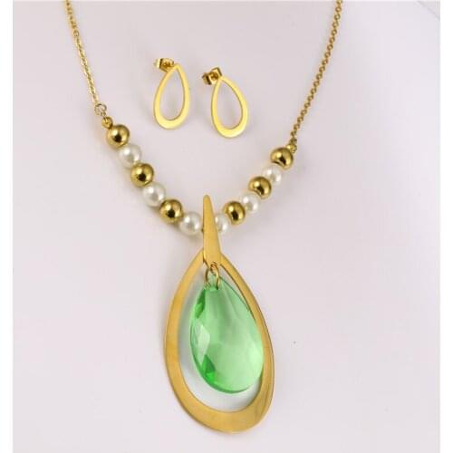OUFEI Zircon Pearl Necklace Earrings Set Stainless Steel Jewelry sets woman Accessories Gifts For women Free Shipping