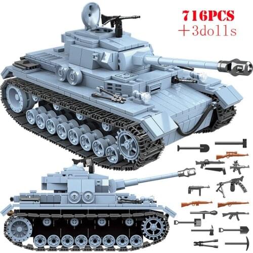 WW2 Military German No.4 Medium Tank Building Blocks Army Soldier City Technical Weapon Bricks Toys Gifts For Children Kids