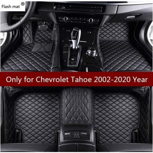 Flash mat leather car floor mats for Chevrolet Chevy Tahoe 7 seats 2002-2018 2019 Custom auto foot Pads automobile carpet covers
