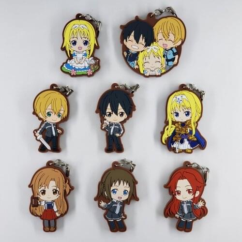 Sword Art Online Alicization SAO Anime Yuuki Asuna Asada Shino Sinon Silica Lisbeth Konno Yuuki Strap Rubber Keychain