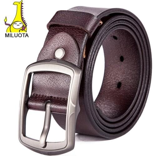 [MILUOTA] 2018 Fashion men belt brand riem genuine leather belt men high quality pin buckle luxury belt cinturones hombre LW501