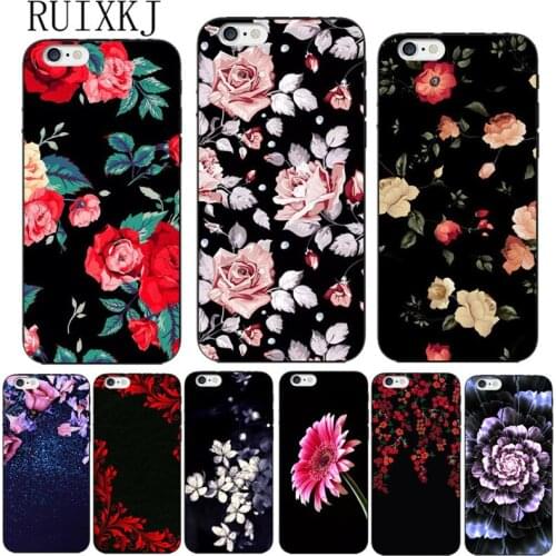 RUIXKJ Fashion Vintage Floral Rose Flower Soft Silicone Phone Case Cover Coque Fundas For iPhone X 8 8Plus 7 6 6S Plus 5 5S SE