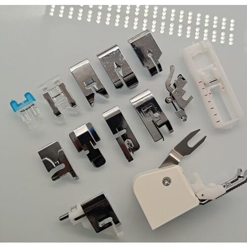 INNE 1/Set Sewing Machine Presser Foot Press For Brother Singer Kit Braiding Blind Stitch OverLock Zipper Ruler Parts