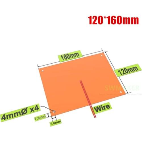 3D Printer Heat Bed Silicone Rubber Heater 120x160mm 12V / 24V 120W US import , Electric Heating Pad Customized