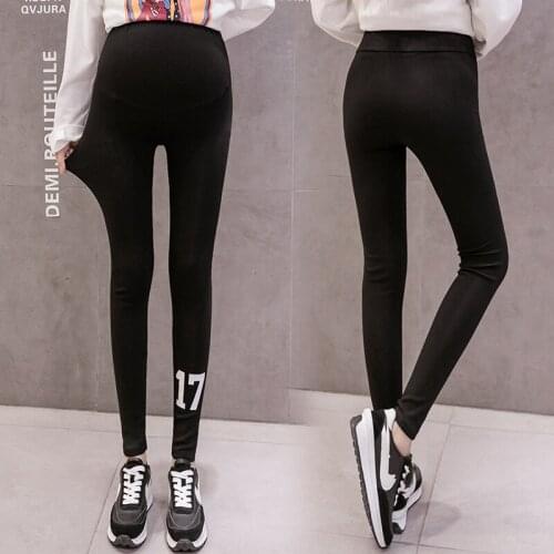 Maternity Clothing Cotton High Waist Floral Maternity Trousers Maternity Leggings Autumn Belly Support Pencil Pants Korean