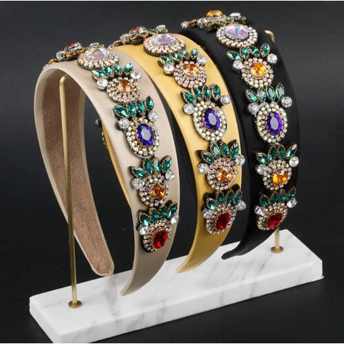 Vintage Baroque Headbands Luxury Sparkly Full Crystal Pearl Hairband Rhinestone Princess Headband For Women Hair Accessories New