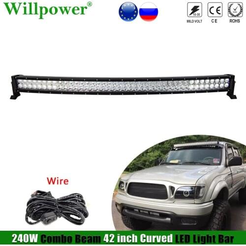 Offroad Car Roof Curved 240W 42" LED Light Bar For Jeep JK 4runner 4x4 Truck 4WD Custom Lower Bumper LED Fog Light Bar Driving