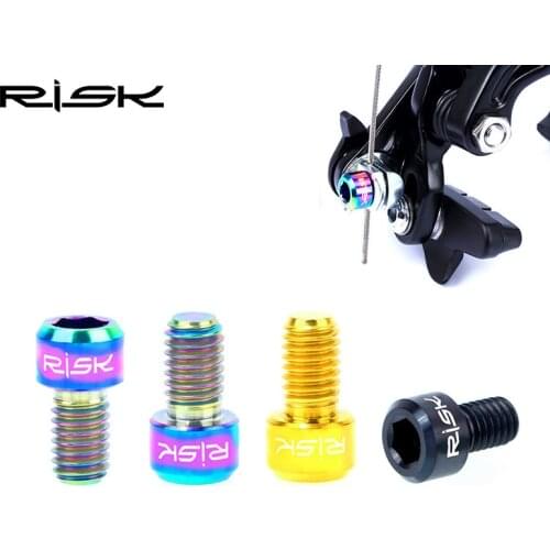 RISK 2pcs M6x10mm Bicycle Brake Wire Fixing Bolts Titanium Bike Inner Cable Pressing Screw MTB Road Bike Brake Line Bolt Screws