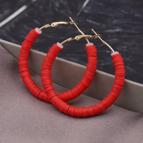 Hoop Earrings for Women 2021 Trend Costume Jewelry Polymer Clay Pendant Earrings Rings Accesories for Female Girls