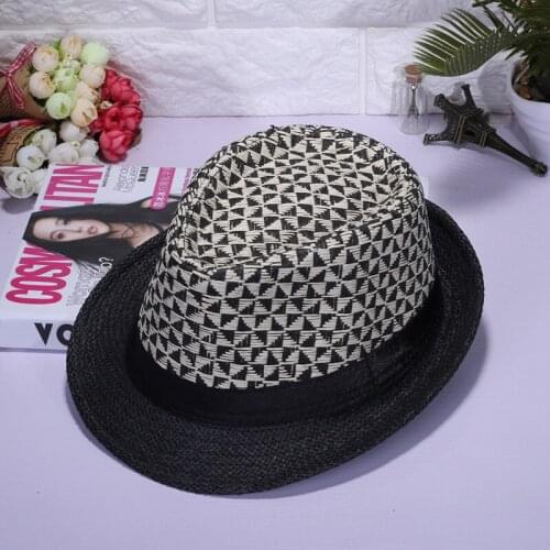 Summer Autumn Fashion Unisex Triangle Straw Jazz Hat With Band Curling Brim Cap Beach Panama Caps Fedora Hats For Women And Men
