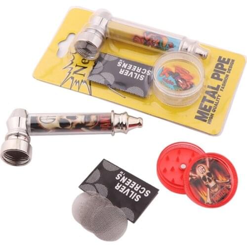 High Quality Metal Pipes Tobacco Pipe Filter Smoking Pipe +Mill Grinding Smoke Detectors Grinder Cigarette Holder Mouthpiece