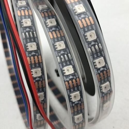 WS2815 DC12V addressable full color RGB 5050 LED strip;60leds/m;5m;waterproof in silicon tube;IP66;BLACK PCB