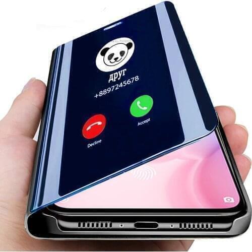 Mirror Flip Cases For Xiaomi Redmi Note 7 5 8 9 Pro 8T 9A 8A Poco X3 NFC F2 Mi 10 9 lite Cover on Redmi Note 9s 7 8 9 Pro case