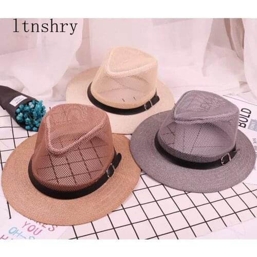 2019 New Solid Color Belt Buckle Hats Breathable Unisex Wide Brim Visor Hat Women Chapeu Jazz Hats Summer Beach Cap Gorra Mujer