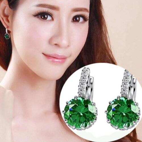 2021 Women Round Cubic Zirconia Inlaid Huggie Hoop Earings Piercing Jewelry Gift Earrings Women Jewelry