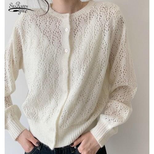 Blusas Mujer De Moda 2021 Casual Women Tops And Blouses Hollow Out Long Sleeve Shirts Women Knitted Solid Elegant Shirt 9824