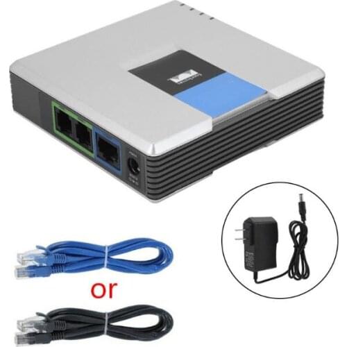 1Set VOIP Gateway 2 Ports SIP Protocol Internet Phone Voice Adapter with Network Cable for Linksys PAP2T AU/EU/US/UK Plug