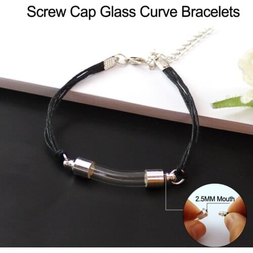 1PC 6MM Curve Tube Screw Cap Bracelets Premade Woven Cotton Bracelet Rice vial Bracelets For Friend Gift
