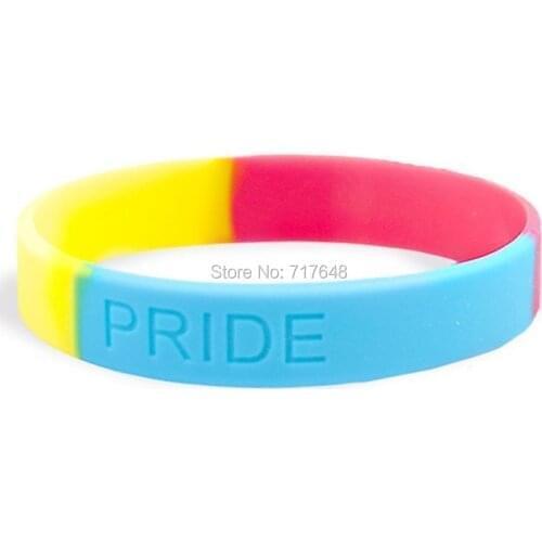 100pcs Pansexual Pride wristband silicone bracelets free shipping by epacket A