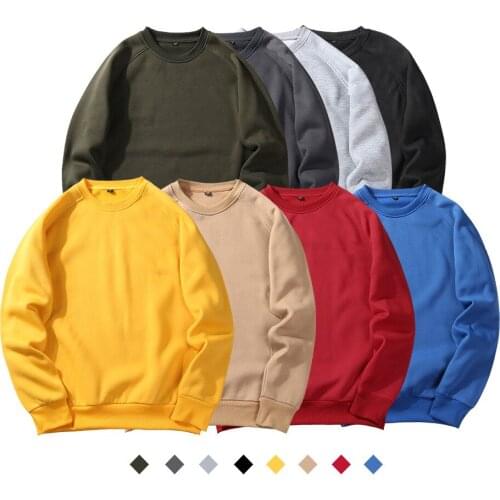 15+ colors Solid Sweatshirts Men Spring Autumn Velvet Long Sleeve Mens Sweatshirt Casual Thick Warm Oversize Male Pullover
