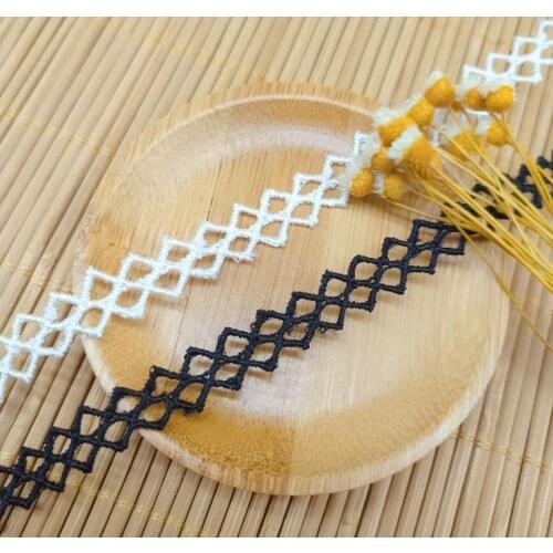 15 Yards 11mm Diy Handmade Patchwork Water Soluble Lace Ribbon White Black Lace Trim Handmade DIY Materials Garment Accessories