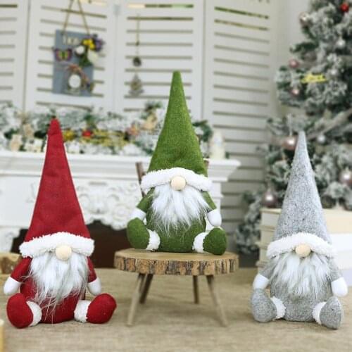 2020 Christmas Faceless Doll Ornament Nordic Land God Santa Claus Plush Sitting Doll New Year Home Window Table Decoration