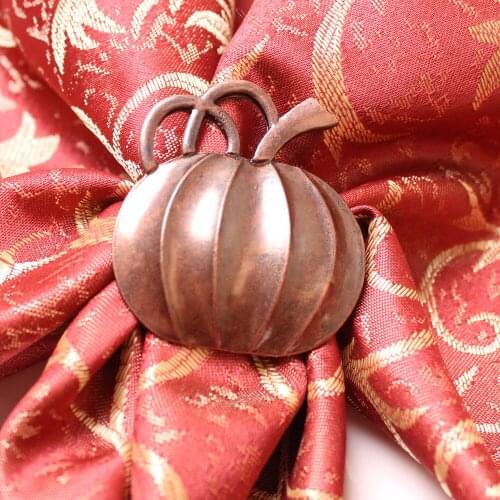 6PCS/Metal Bronze Pumpkin Napkin Ring Western Food Dining Table Decoration Jewelry For Dining Table Etiquette Family Party