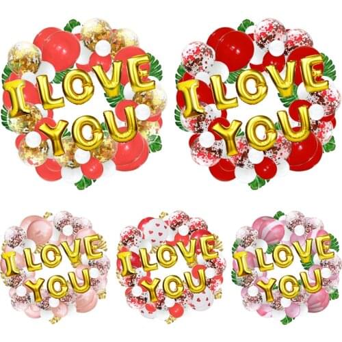 71pcs 16 Inch I LOVE YOU Latex Balloon DIY Garland Confetti Ballons Chain Valentines Day Wedding Party Festival Garden Decor