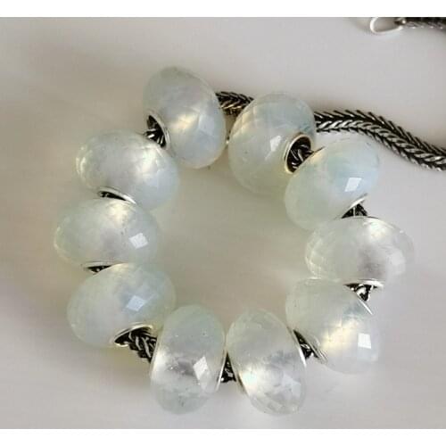 925 Sterling Silver Beads Charm Artificial Stone Head Beads Opal Beads for Jewelry Making