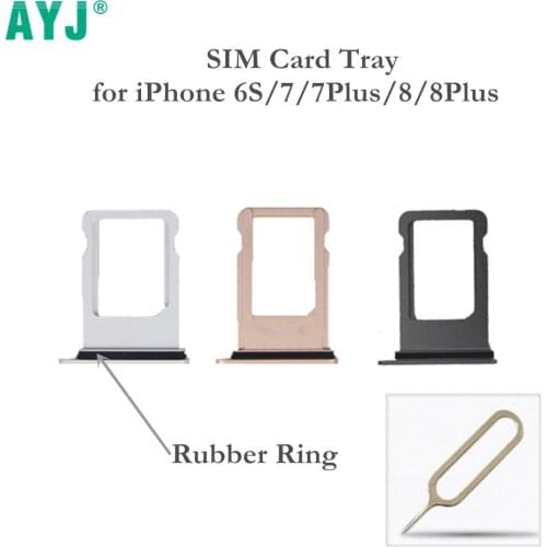 AYJ 10pcs/lot SIM Card Tray Holder for iPhone 6S 7 8 Plus X Card Adapter for 6SPlus 7Plus 8Plus with Rubber Ring Free Pin Gift