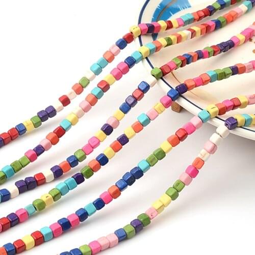 4mm Square Color Turquoise Spacer Beads Natural Square Stone Beads, Used in Jewelry Making DIY Bracelet Necklace Accessories