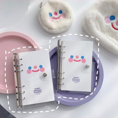 Ins Simple Style Flaky Clouds Smiling Face Handbook Notebook A6 Grid Student Kawaii Diary Office & School Supplies Stationery