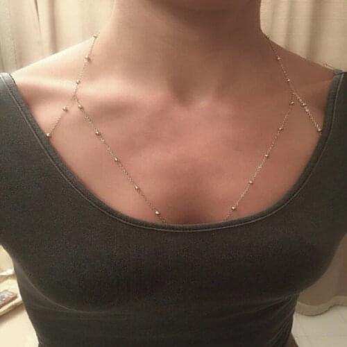 Minimalist European and American style body chain female fashion sexy street trend bikini metal copper beads breast chain