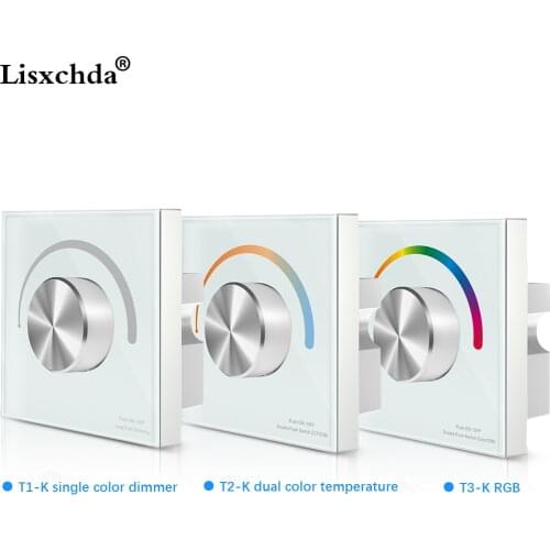 DC12-24V T1-K/T2-K/T3-K Rotary Touch Glass Panel DIM/CCT/RGB LED Controller for single color/color temperature/RGB led strip