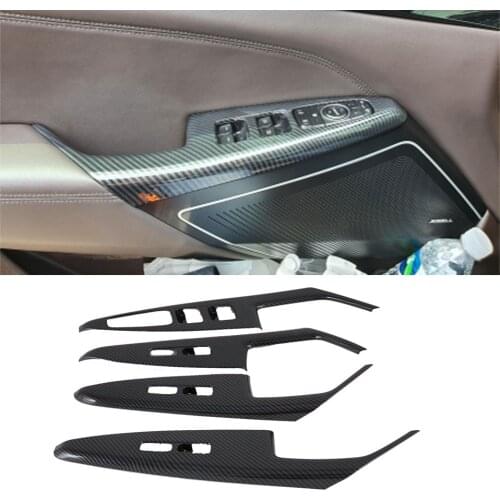 For Kia K7 Cadenza 2019 2020 Car Styling Carbon Fiber Car Window Lift Button Switch Panel Cover Trim Sticker