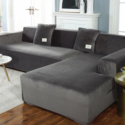 Elastic Plush Sofa Covers for Living Room Velvet Corner Armchair Couch Cover Sets 2 and 3 Seater L Shape Furniture Slipcover