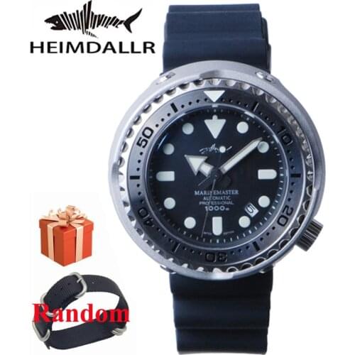 HEIMDALLR Tuna Diver Watches 1000M Water Resistance PVD Coated Case Luminous Dial NH35 Automatic Movement Wrist Watch