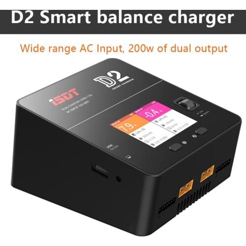 ISDT D2 200W 24A AC Dual Channel Output Smart Battery Balance Charger For LiFe Lilon LiPo LiHv Battery RC Models DIY Part Accs