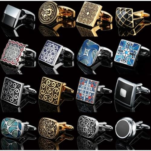 Classic French shirt Cufflinks High quality hand painted red blue black enamel button metal mens clothing accessories jewelry