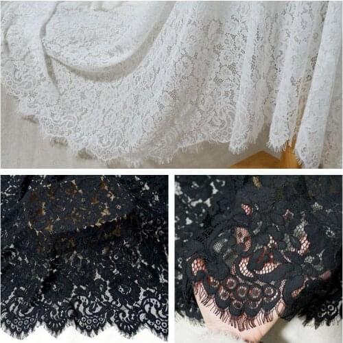 Length 3 meters wide high-end hollow flowers brocade cotton eyelash lace fabric DIY wedding dress skirt accessories