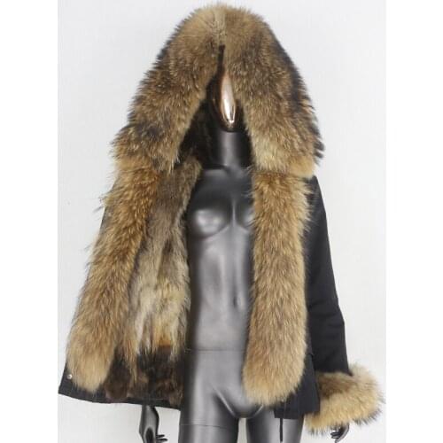 2021 New Waterproof Short Parka Winter Jacket Women Real Fox Fur Coat Natural Raccoon Fur Outerwear Streetwear Detachable
