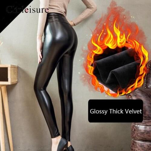 Plus Size Leather Legging for Women Thick High Waist Warm Leggings Mujer Bodycon Leggins Femme 2020 New