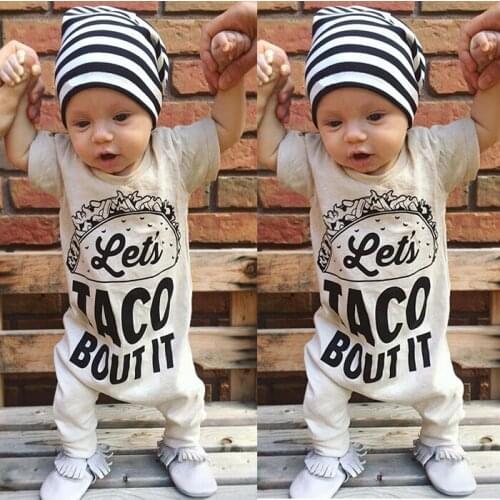 Summer Casual Hot Sales Kids Baby Boys Girls Letter Short Sleeve Rompers Jumpsuit Cotton Clothes Outfits Size 0-18M