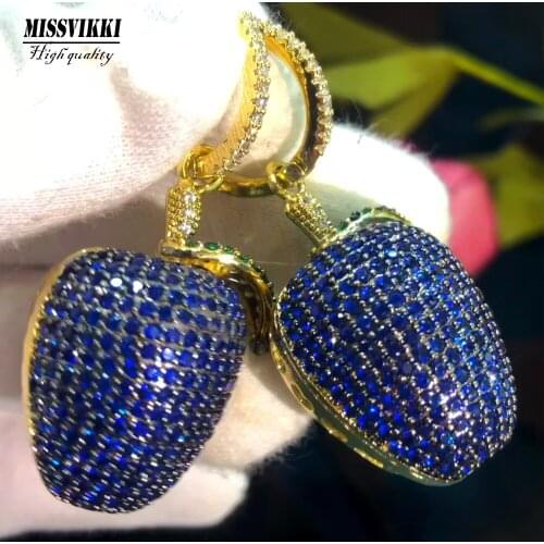Missvikki HOT Luxury Gorgeous Sweet strawberry Drop Earrings for Women Fine Jewelry Full CZ Bridal Wedding 2021 Earrings Jewelry