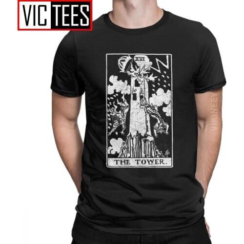 Mens T-Shirt The Tower Tarot Card Major Arcana Fortune Telling Occult Vintage Cotton Tshirt Wholesale