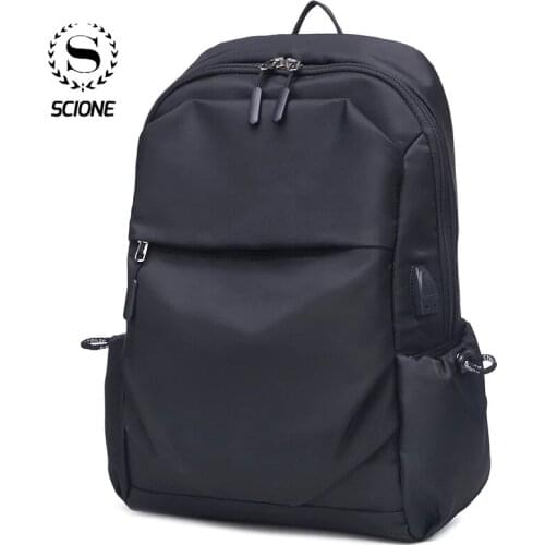 Scione Mens School Backpack 15inch Laptop Nylon Bag Portfolio to School Bags for Boys Travel Waterproof Charging Backpacks K105